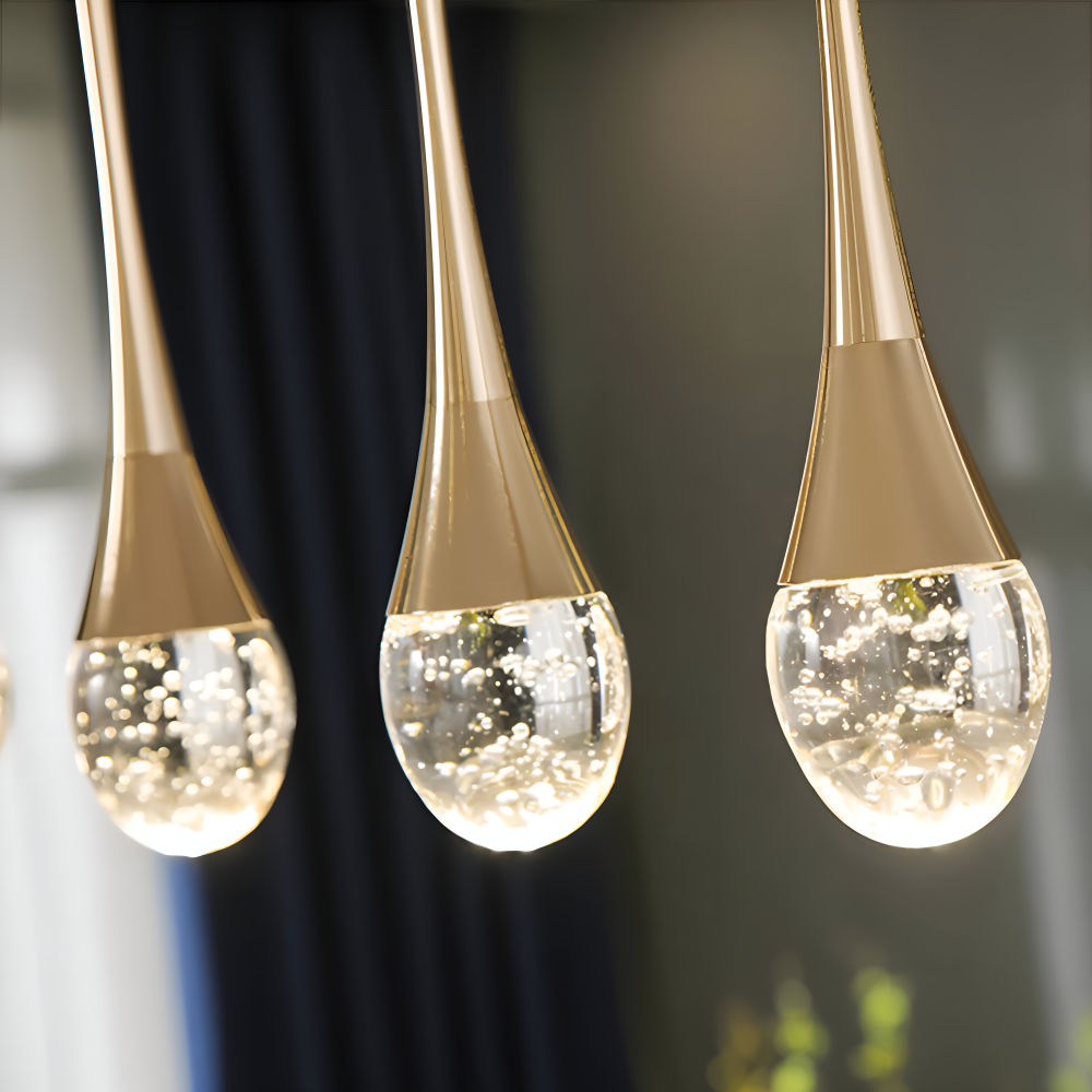 Glass Drop Pendelleuchte - Schwarz & Gold Crystal Bubble Hängelampe