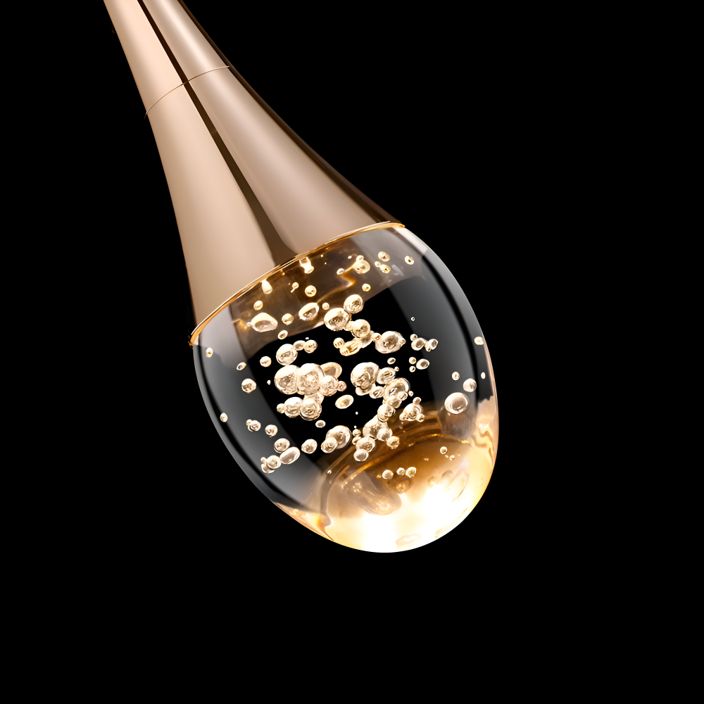 Glass Drop Pendelleuchte - Schwarz & Gold Crystal Bubble Hängelampe