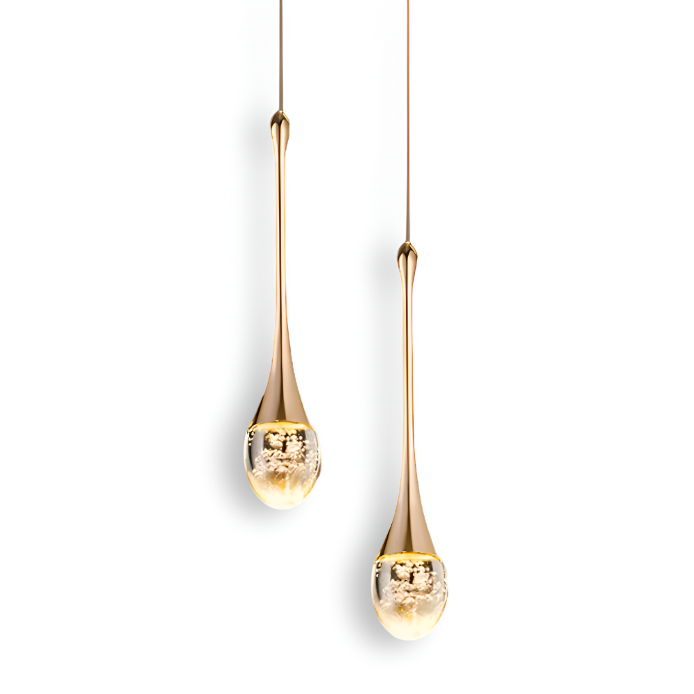 Glass Drop Pendelleuchte - Schwarz & Gold Crystal Bubble Hängelampe