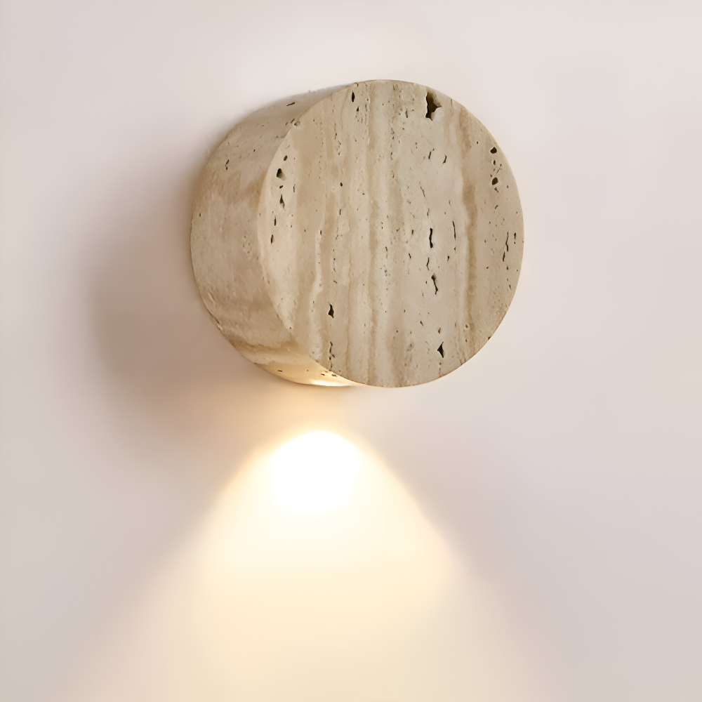 Globose Beige Wandleuchte - Wabi Sabi Runde Wandleuchte - Marmor Wandleuchter