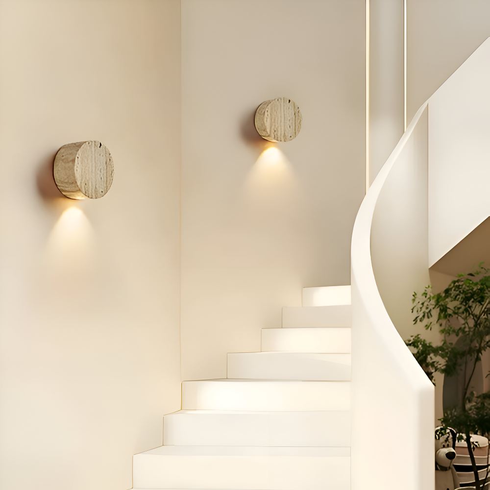 Globose Beige Wandleuchte - Wabi Sabi Runde Wandleuchte - Marmor Wandleuchter
