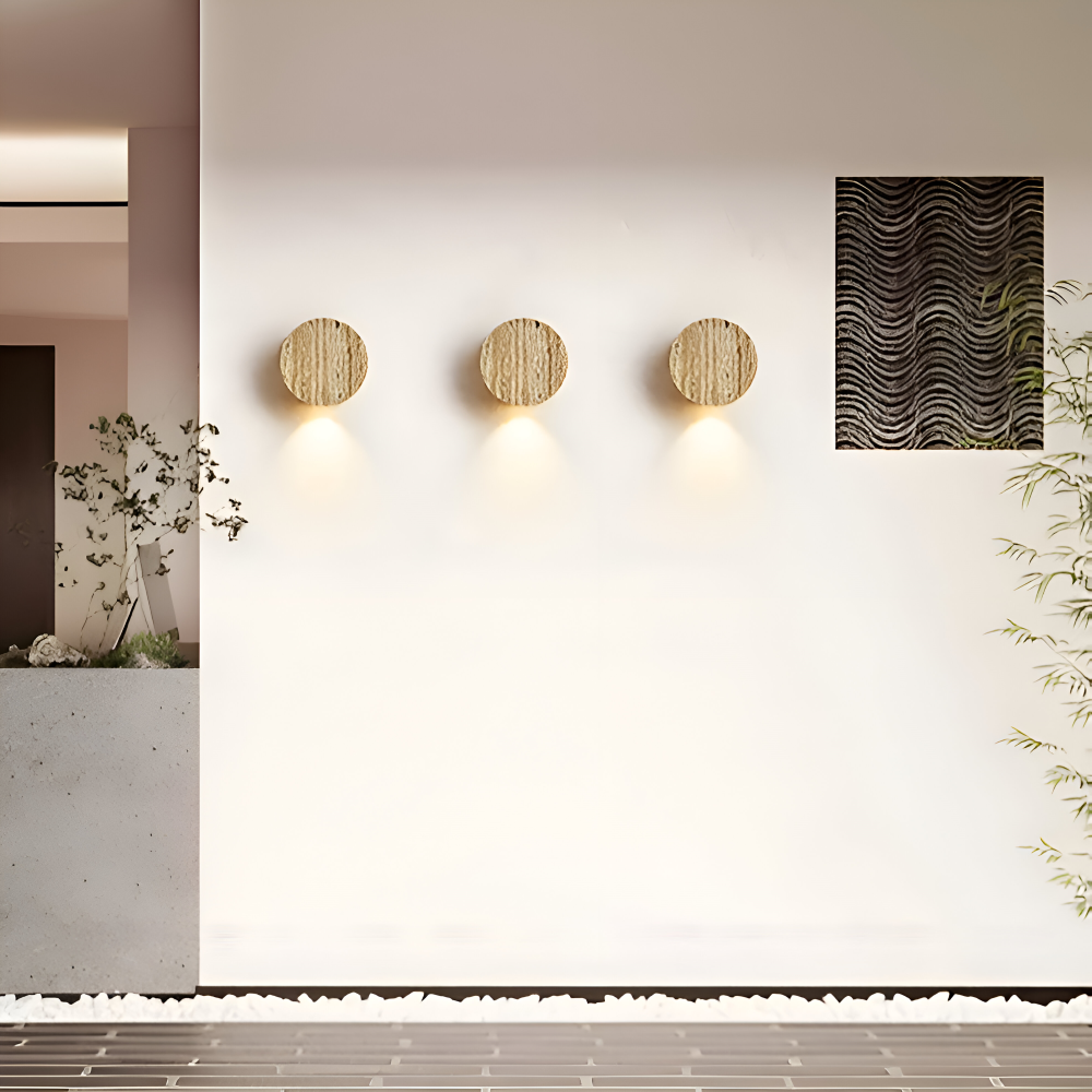 Globose Beige Wandleuchte - Wabi Sabi Runde Wandleuchte - Marmor Wandleuchter
