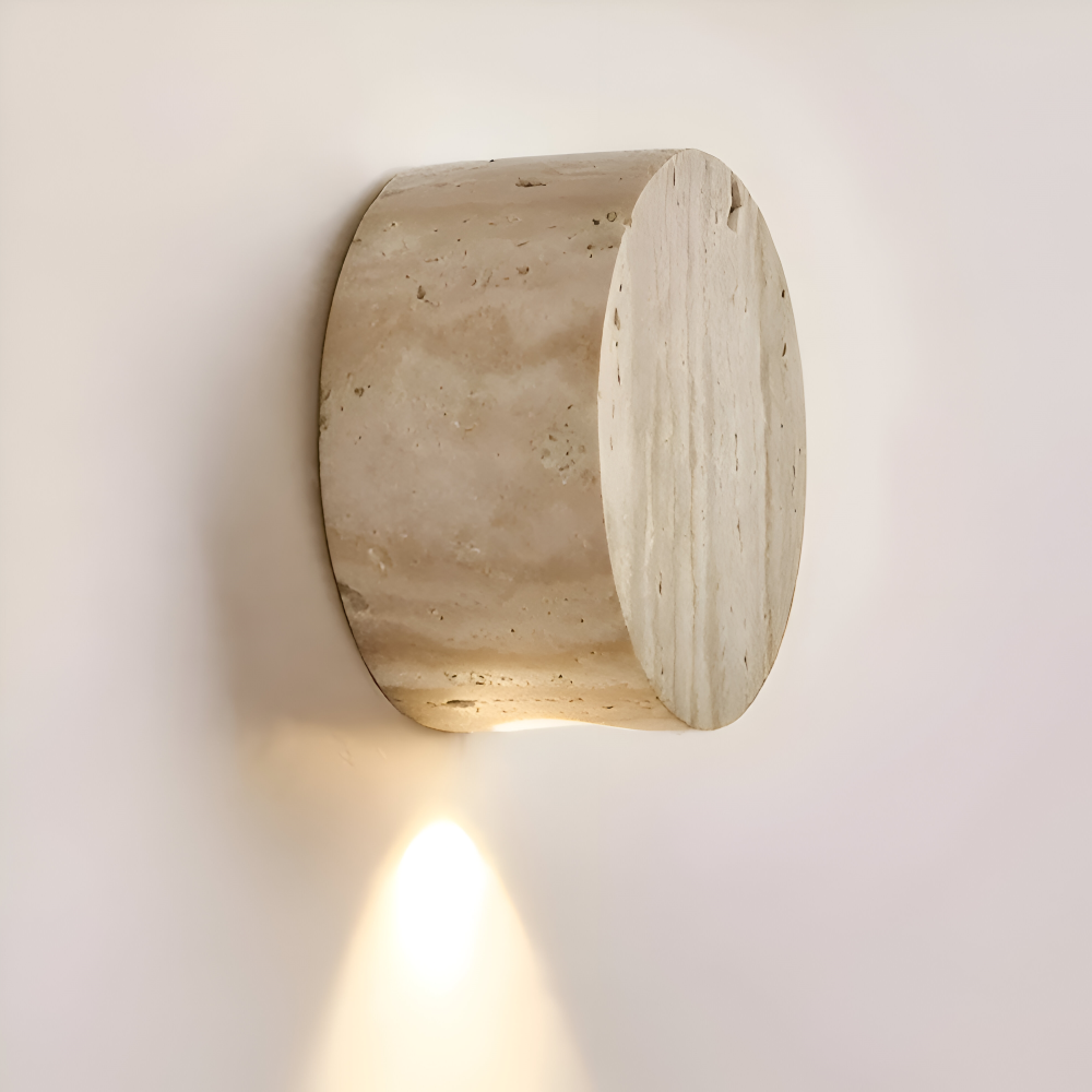 Globose Beige Wandleuchte - Wabi Sabi Runde Wandleuchte - Marmor Wandleuchter