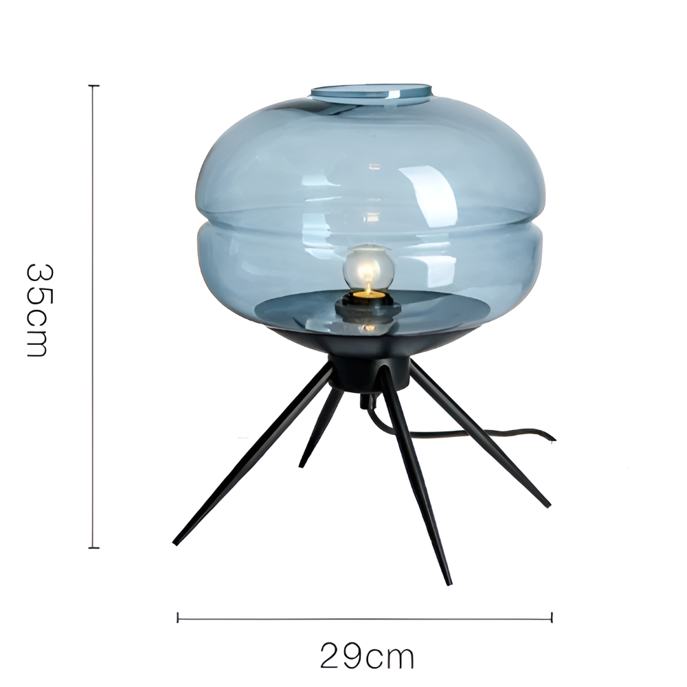 GlossiQuad Tischlampe - Vintage Dome Quadpod Design E27 Glas Schreibtischlampe
