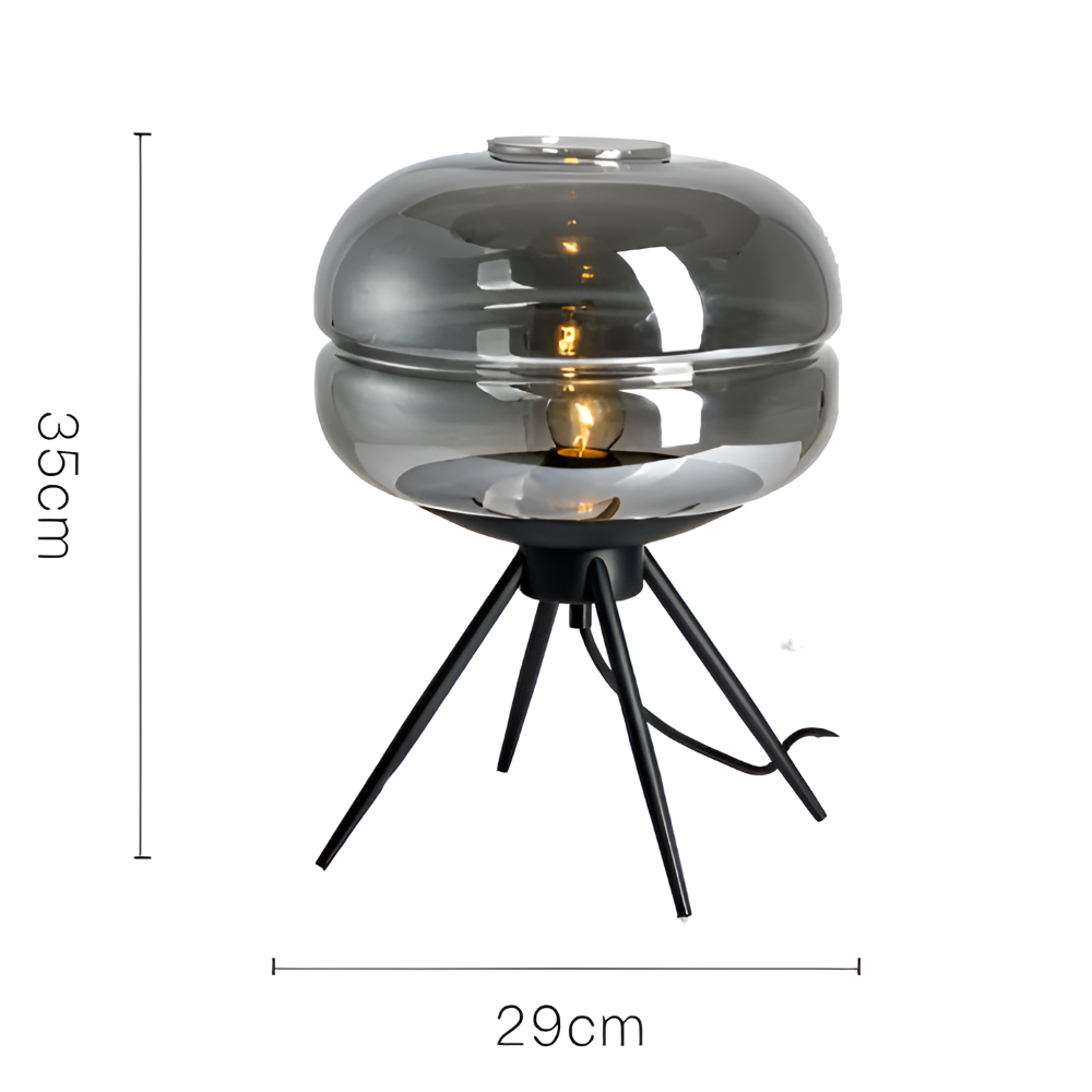 GlossiQuad Tischlampe - Vintage Dome Quadpod Design E27 Glas Schreibtischlampe