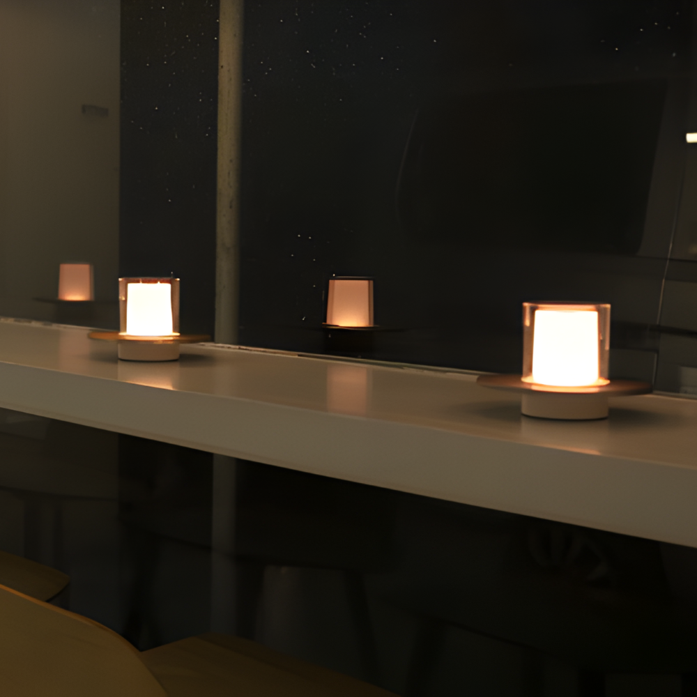 GlowGest Tischlampe - Moderne Wiederaufladbare Zylindrische Kerze LED Schreibtischlampe