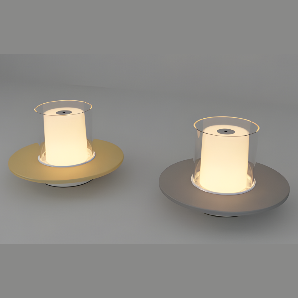 GlowGest Tischlampe - Moderne Wiederaufladbare Zylindrische Kerze LED Schreibtischlampe