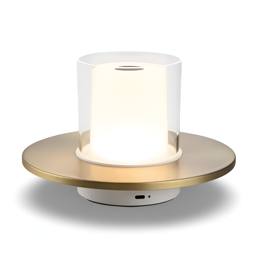 GlowGest Tischlampe - Moderne Wiederaufladbare Zylindrische Kerze LED Schreibtischlampe