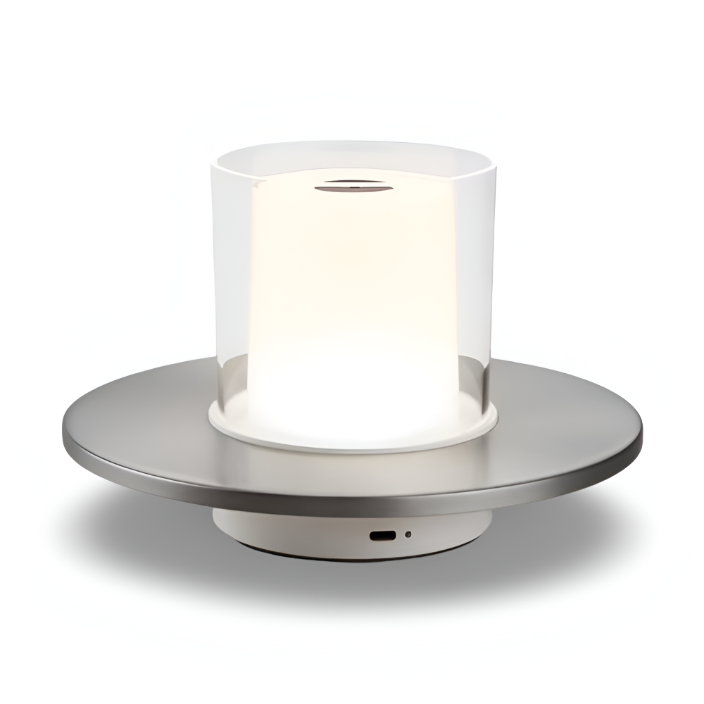 GlowGest Tischlampe - Moderne Wiederaufladbare Zylindrische Kerze LED Schreibtischlampe