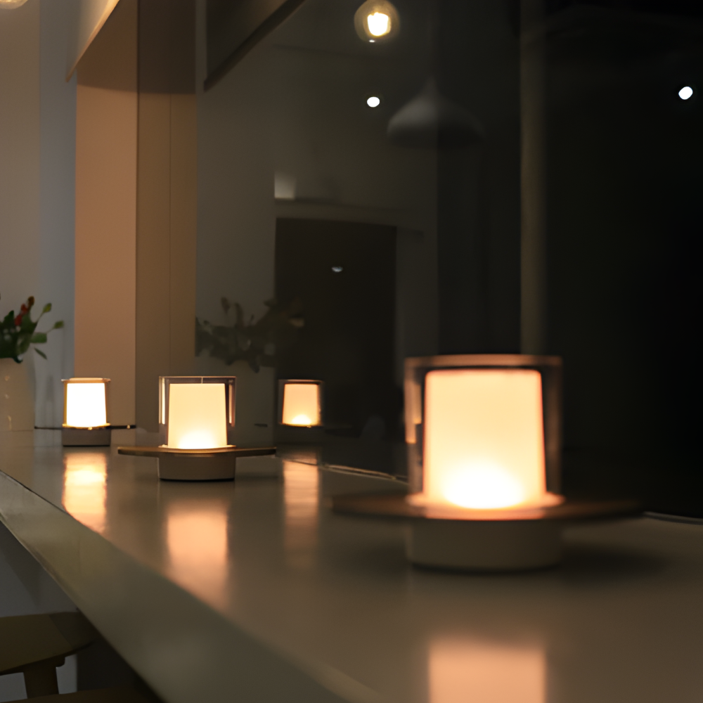 GlowGest Tischlampe - Moderne Wiederaufladbare Zylindrische Kerze LED Schreibtischlampe