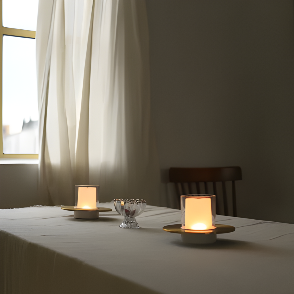 GlowGest Tischlampe - Moderne Wiederaufladbare Zylindrische Kerze LED Schreibtischlampe