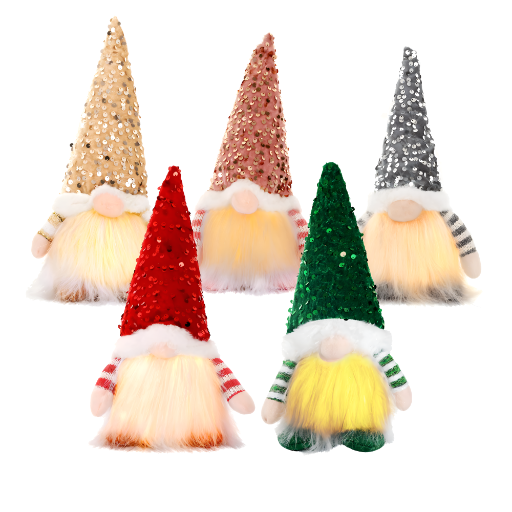 Gnom Dazz - Charmanter 30cm LED Elf mit Paillettenhut