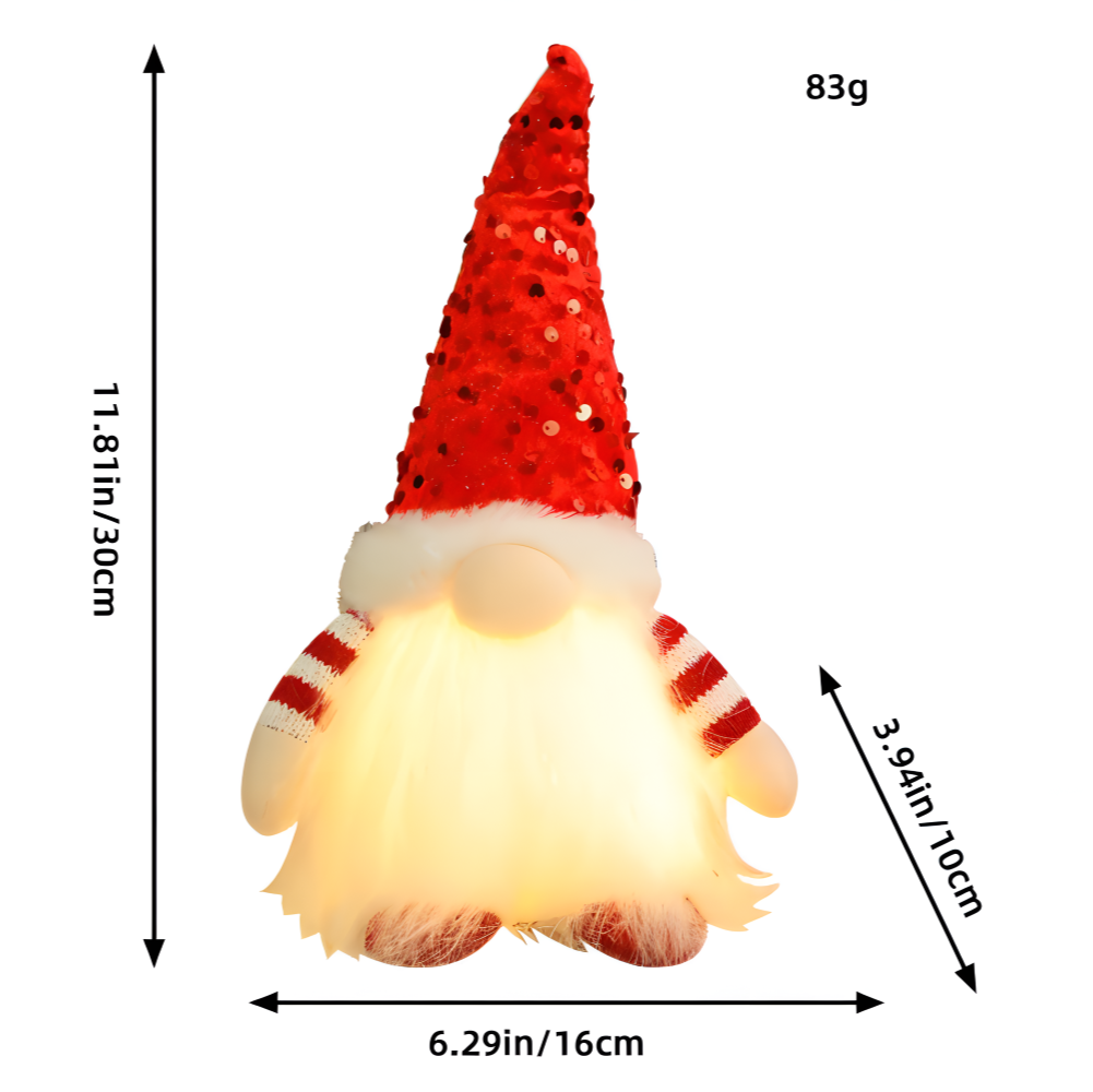 Gnom Dazz - Charmanter 30cm LED Elf mit Paillettenhut