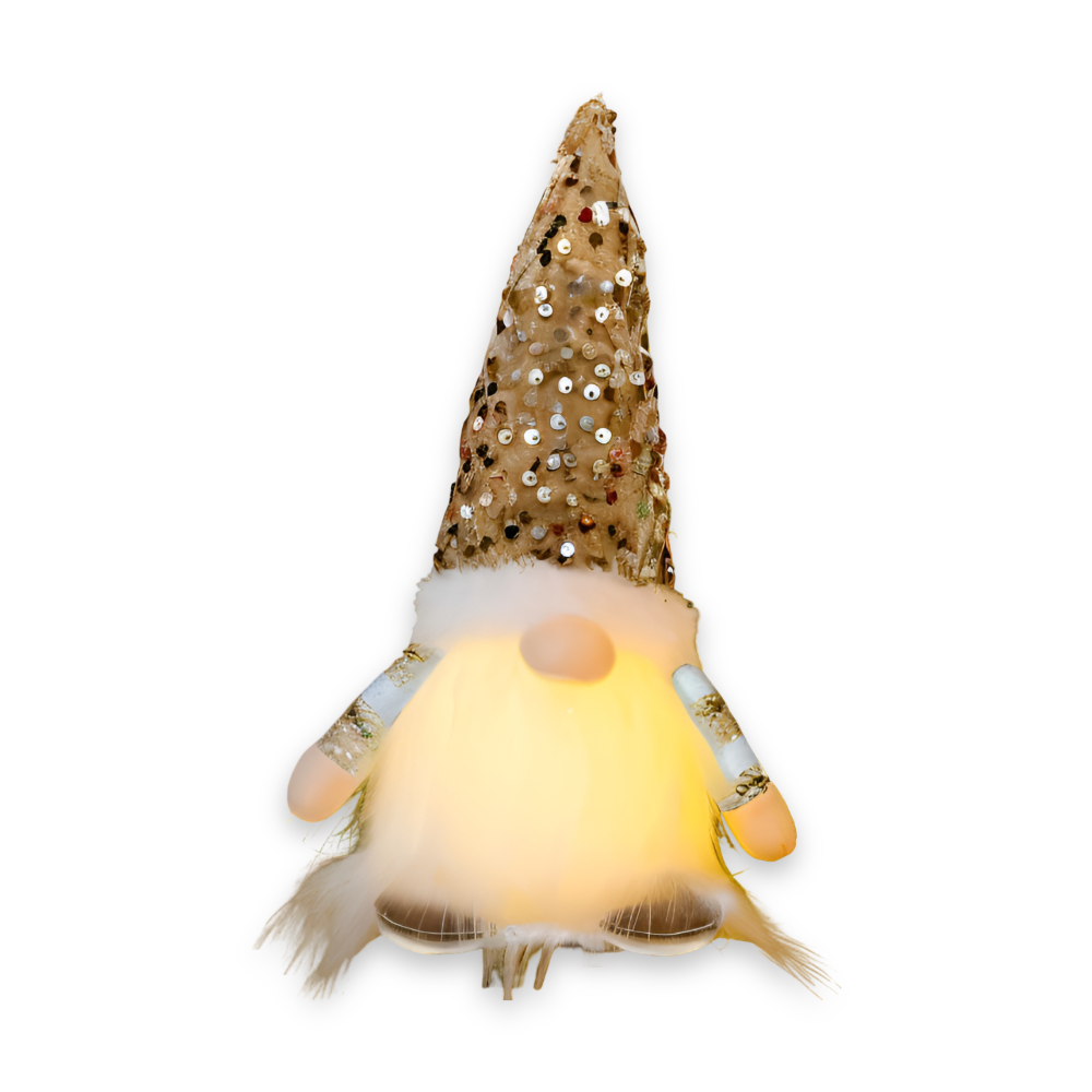 Gnom Dazz - Charmanter 30cm LED Elf mit Paillettenhut