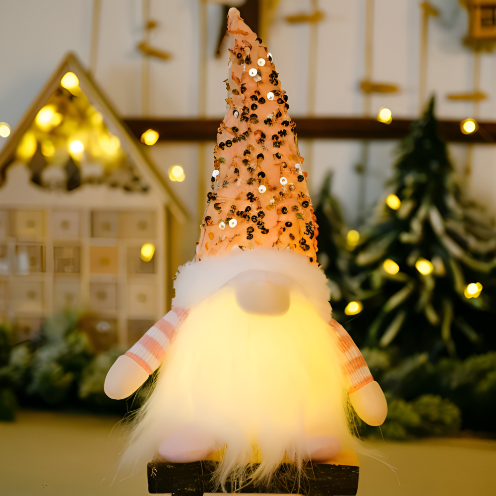 Gnom Dazz - Charmanter 30cm LED Elf mit Paillettenhut