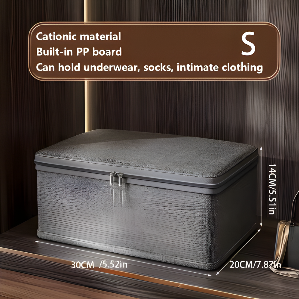 Grau Stoff-Aufbewahrungsbox mit Deckel – Faltbare Kleiderbox, Waschbar