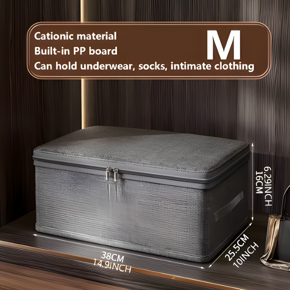 Grau Stoff-Aufbewahrungsbox mit Deckel – Faltbare Kleiderbox, Waschbar