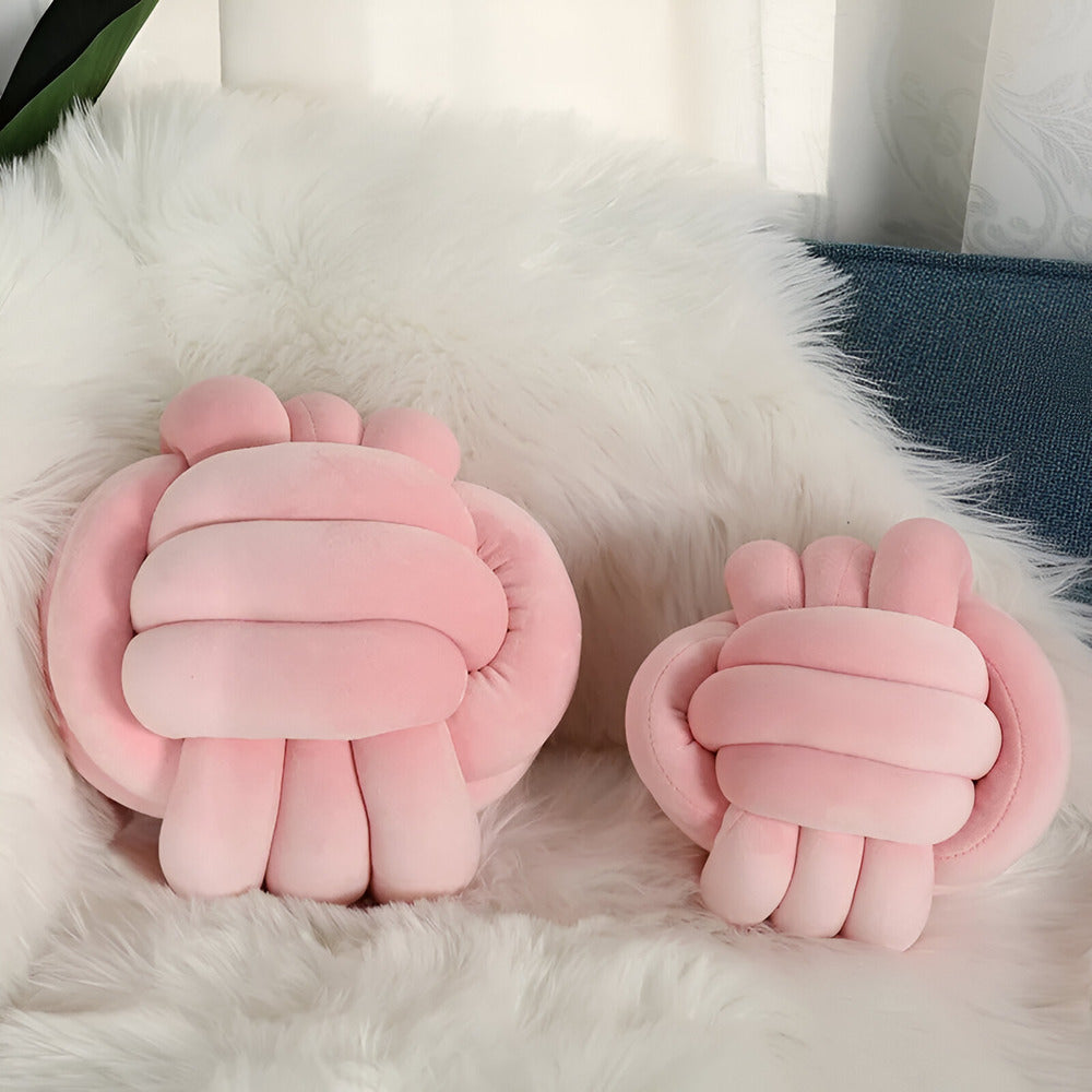 Handgefertigtes geknotetes rundes Samt-Wurfkissen - Gemütliches modernes Plüschkissen für die Wohnkultur