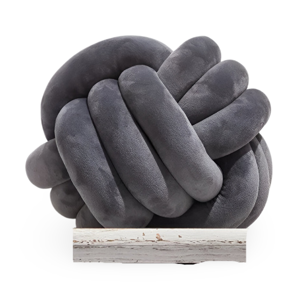 Handgefertigtes geknotetes rundes Samt-Wurfkissen - Gemütliches modernes Plüschkissen für die Wohnkultur