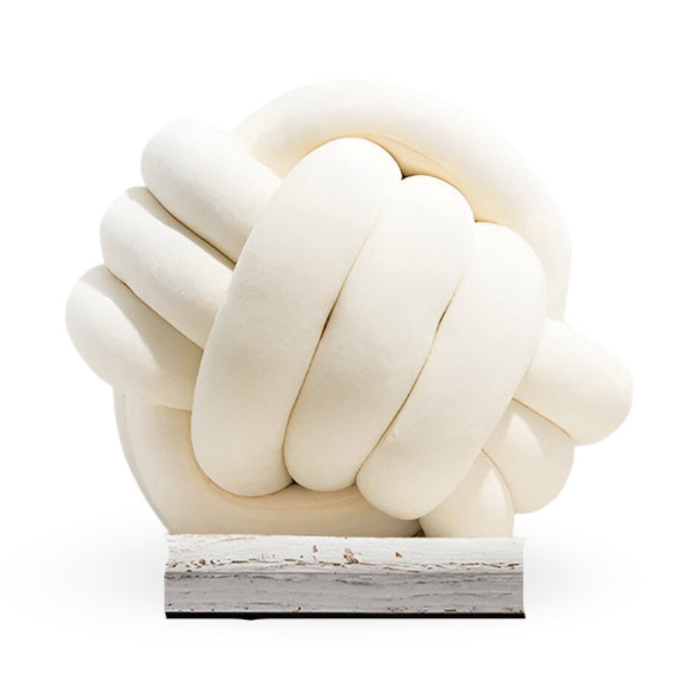 Handgefertigtes geknotetes rundes Samt-Wurfkissen - Gemütliches modernes Plüschkissen für die Wohnkultur