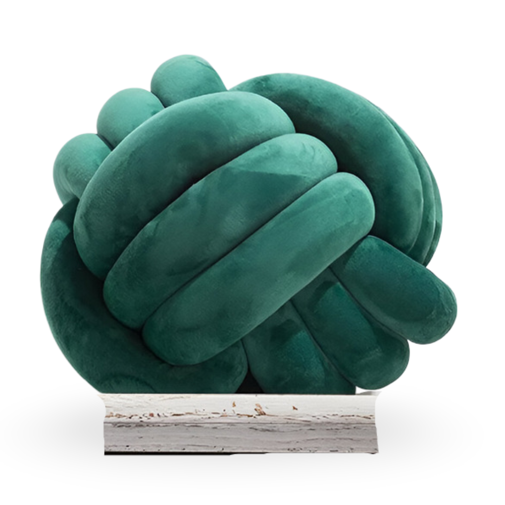 Handgefertigtes geknotetes rundes Samt-Wurfkissen - Gemütliches modernes Plüschkissen für die Wohnkultur