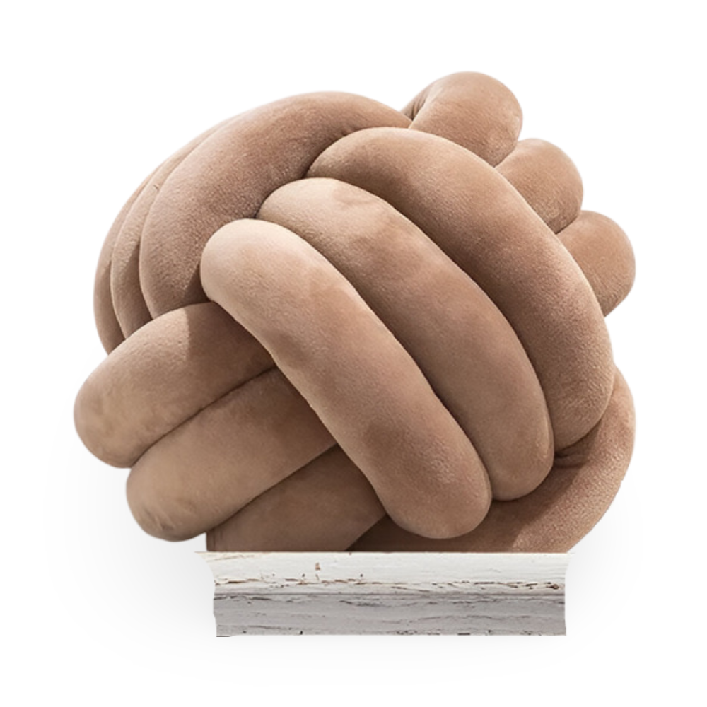 Handgefertigtes geknotetes rundes Samt-Wurfkissen - Gemütliches modernes Plüschkissen für die Wohnkultur