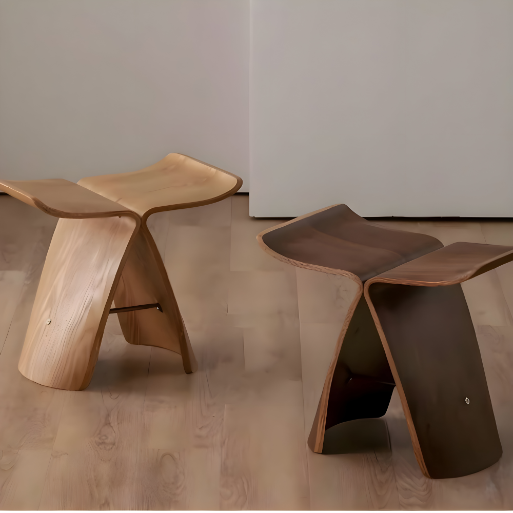 Handgefertigte Hocker – Elegante, von Zen inspirierte Hocker aus Holzl für Zuhause und Garten