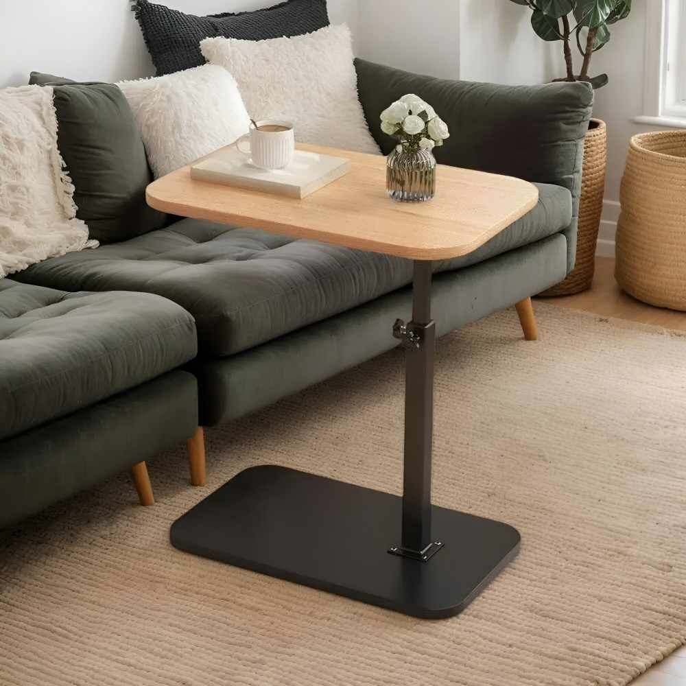 Höhenverstellbarer Moderner Beistelltisch mit Holzplatte