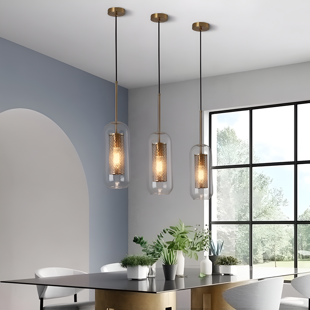 HiveGlim - Geometrische Glas Hängelampe mit Wabendesign - Vintage Loft Lighting