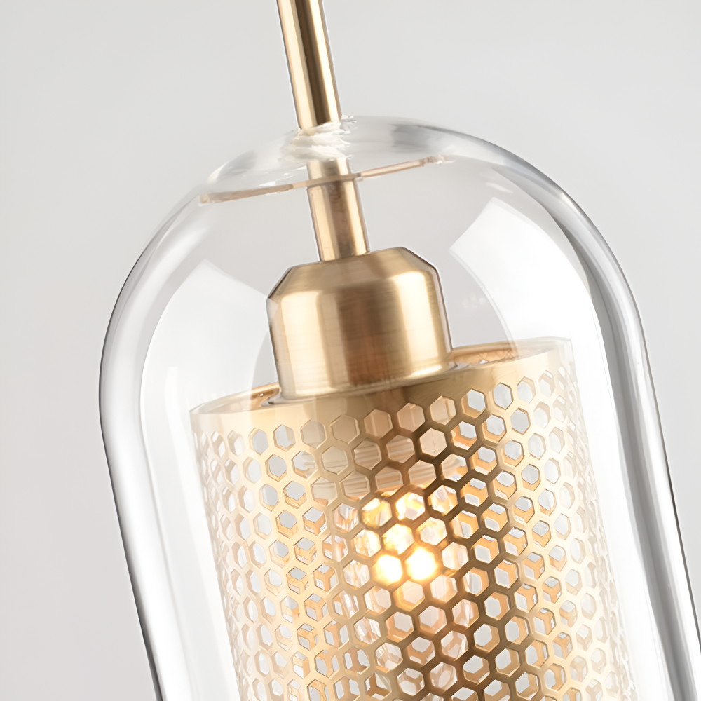 HiveGlim - Geometrische Glas Hängelampe mit Wabendesign - Vintage Loft Lighting