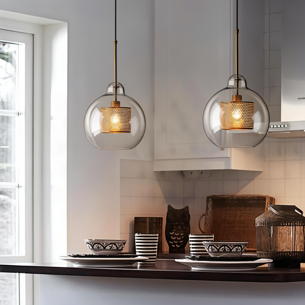HiveGlim - Geometrische Glas Hängelampe mit Wabendesign - Vintage Loft Lighting
