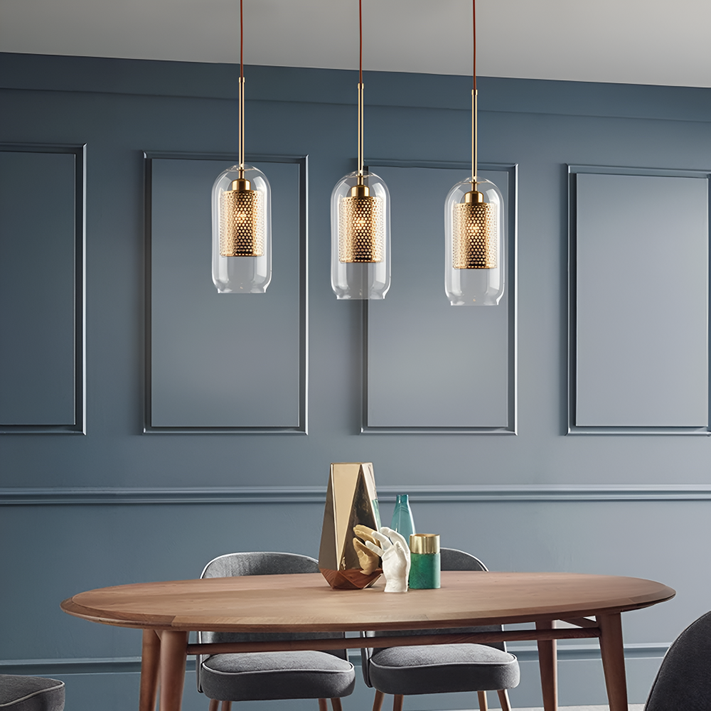 HiveGlim - Geometrische Glas Hängelampe mit Wabendesign - Vintage Loft Lighting