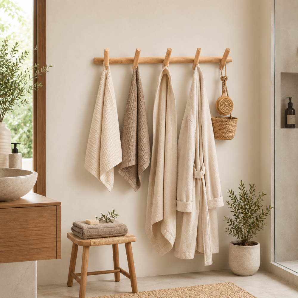 Holz Wandgarderobe mit 5 Haken – Minimalistische Garderobenleiste für Flur, Tasche, Jacke & Wohnraum