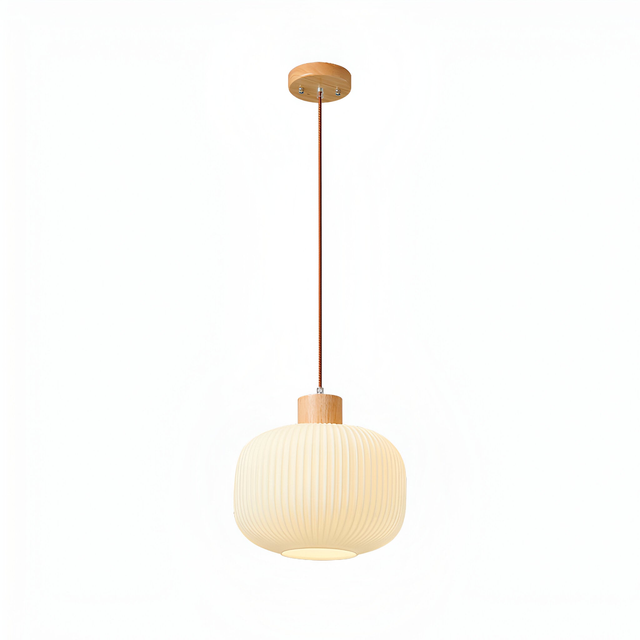 AkariLuxe Pendelleuchte - Elegante Japanische Milky Weiß Gerippte Glas Hängelampe