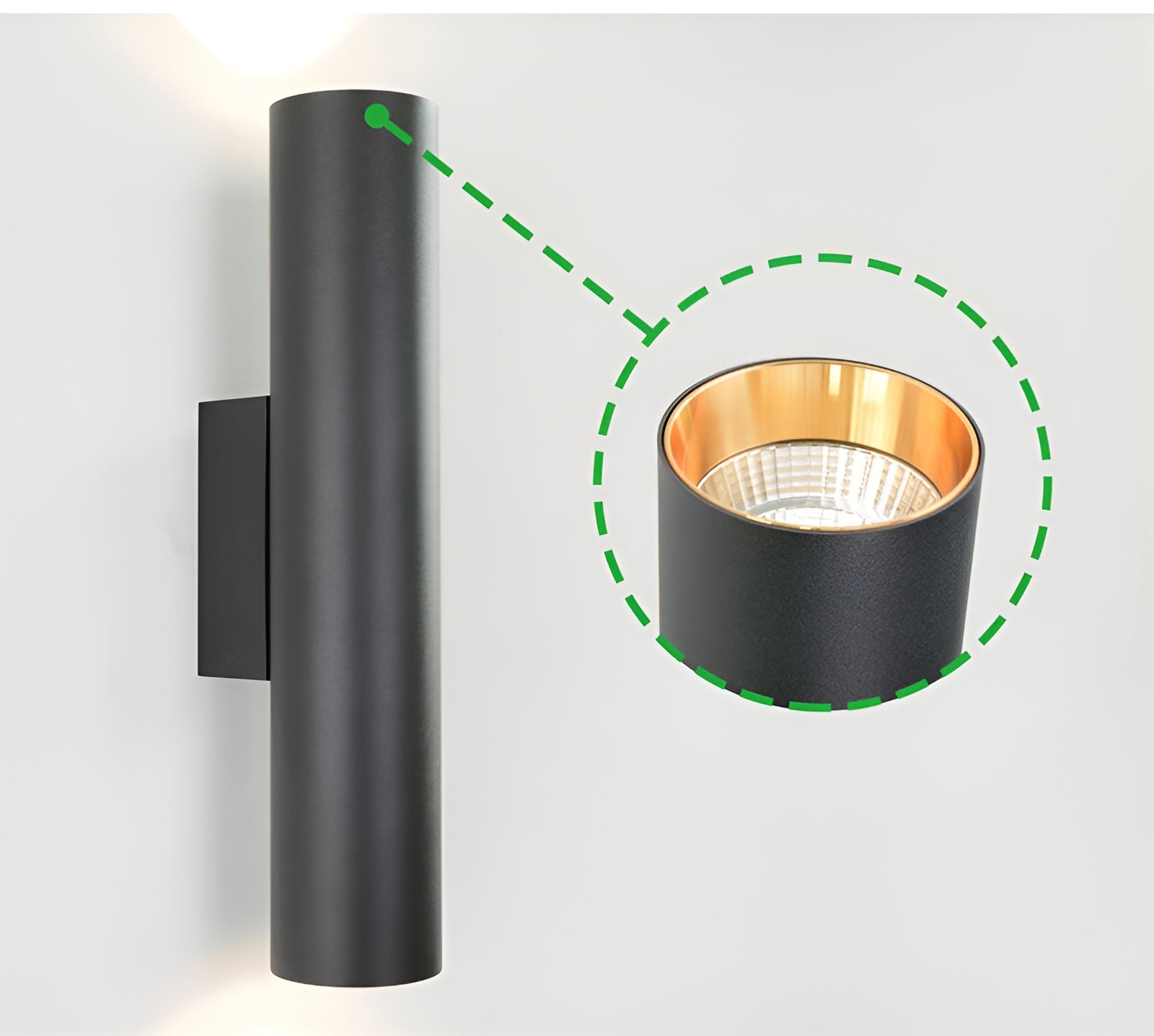 Doppelkopf Wandleuchte - Gold Wandleuchter- Zylinder Wandleuchte