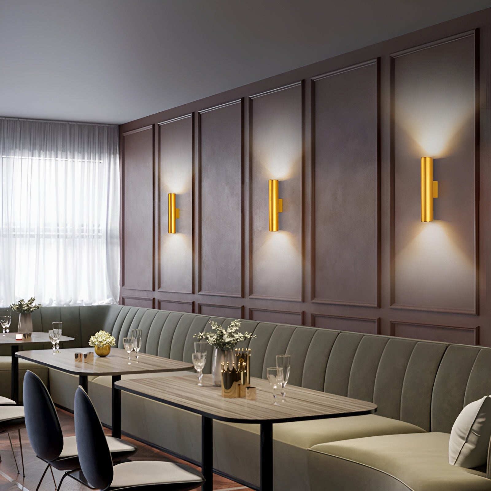 Doppelkopf Wandleuchte - Gold Wandleuchter- Zylinder Wandleuchte