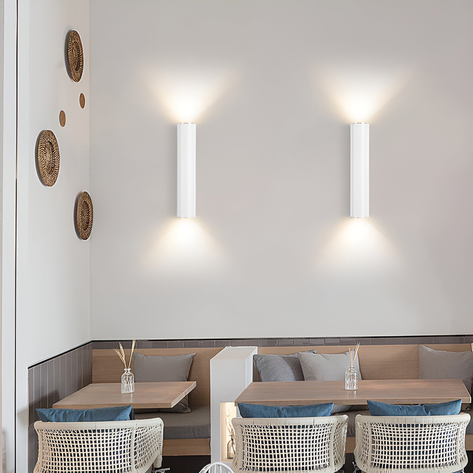 Doppelkopf Wandleuchte - Gold Wandleuchter- Zylinder Wandleuchte