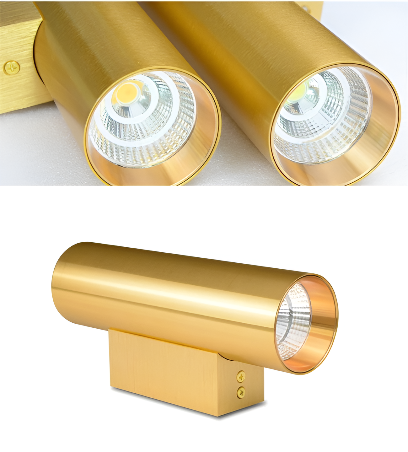 Doppelkopf Wandleuchte - Gold Wandleuchter- Zylinder Wandleuchte