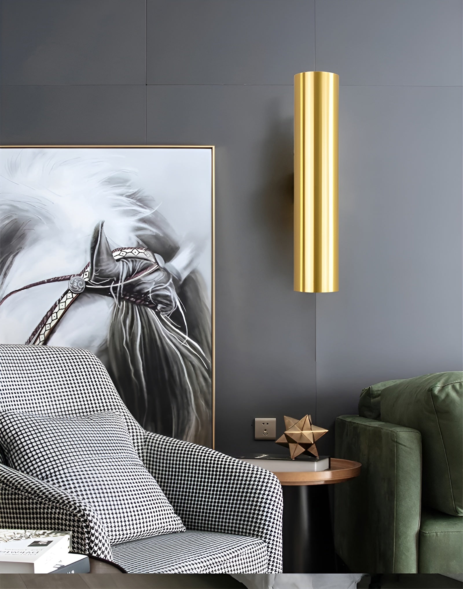 Doppelkopf Wandleuchte - Gold Wandleuchter- Zylinder Wandleuchte