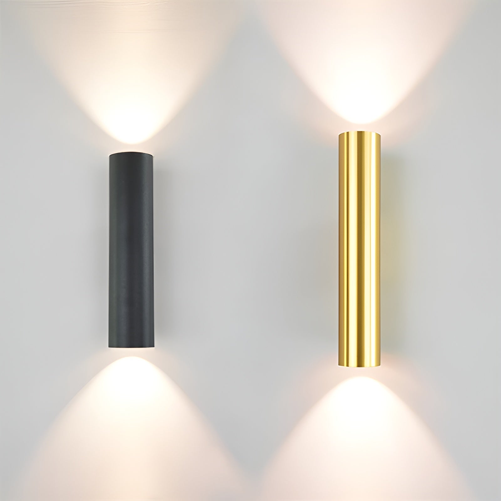 Doppelkopf Wandleuchte - Gold Wandleuchter- Zylinder Wandleuchte