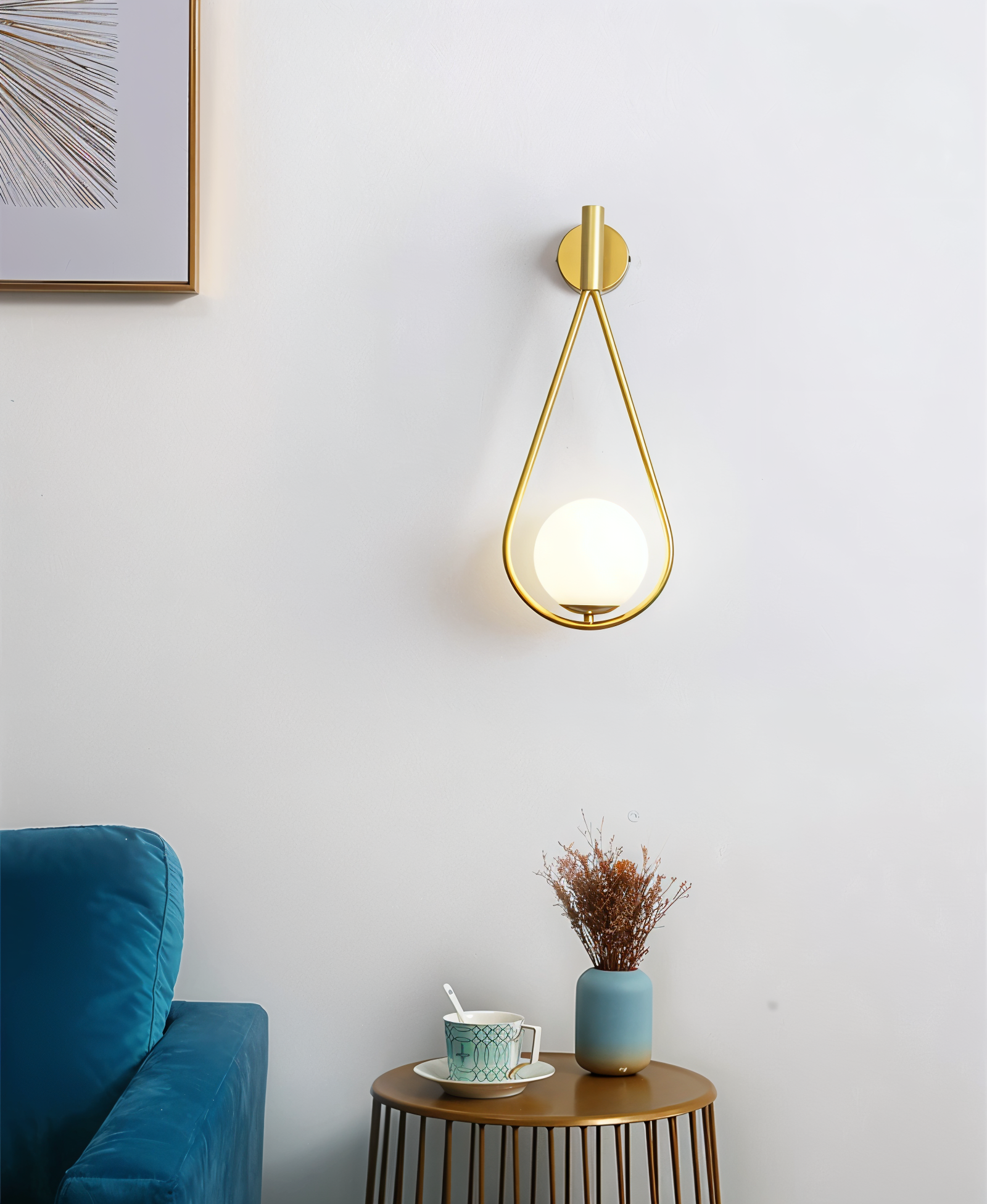 ArtLoop Wandleuchte - Teardrop Frosted Glass Wandlampe - Sphere Wandlampe Design - Artistic Wandleuchten LED