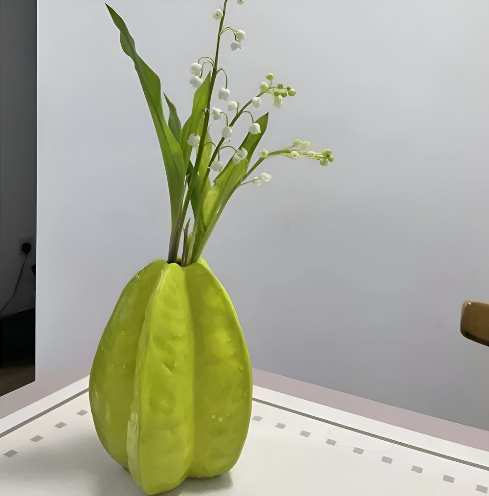Artisan Gefertigter Keramik Sternfrucht Blütenvase - Auffälliges Dekoratives Wohnaccessoire