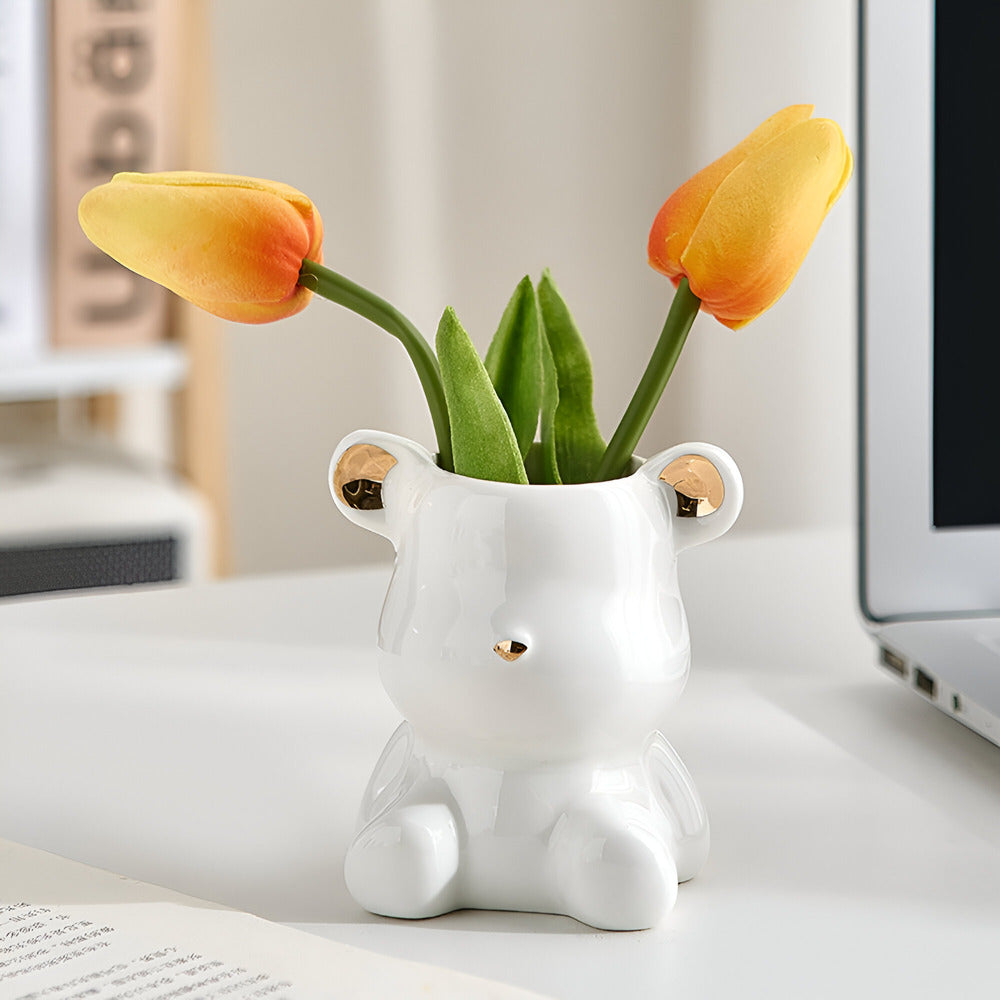 Artisan Skandinavisches Bären Design Keramikvase – Auffälliges Wohnaccessoire