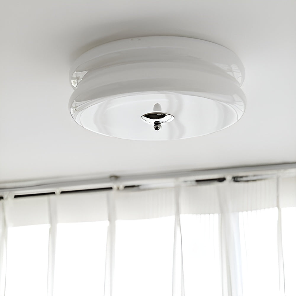 BauhausGleam - Creme Glas Deckenleuchte - Runde LED-Anbauleuchte