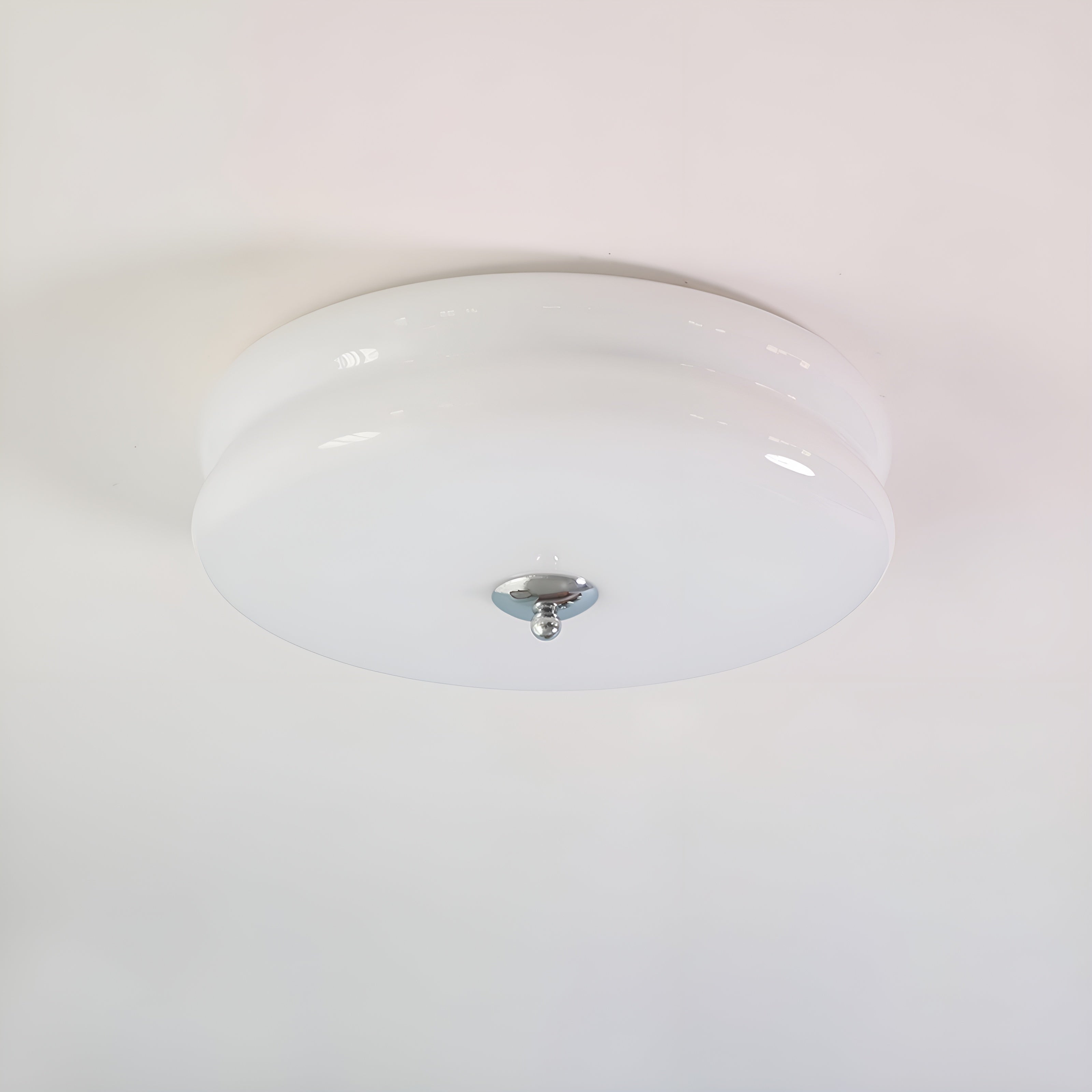 BauhausGleam - Creme Glas Deckenleuchte - Runde LED-Anbauleuchte