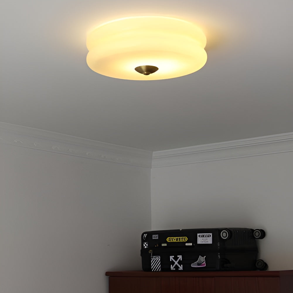 BauhausGleam - Creme Glas Deckenleuchte - Runde LED-Anbauleuchte