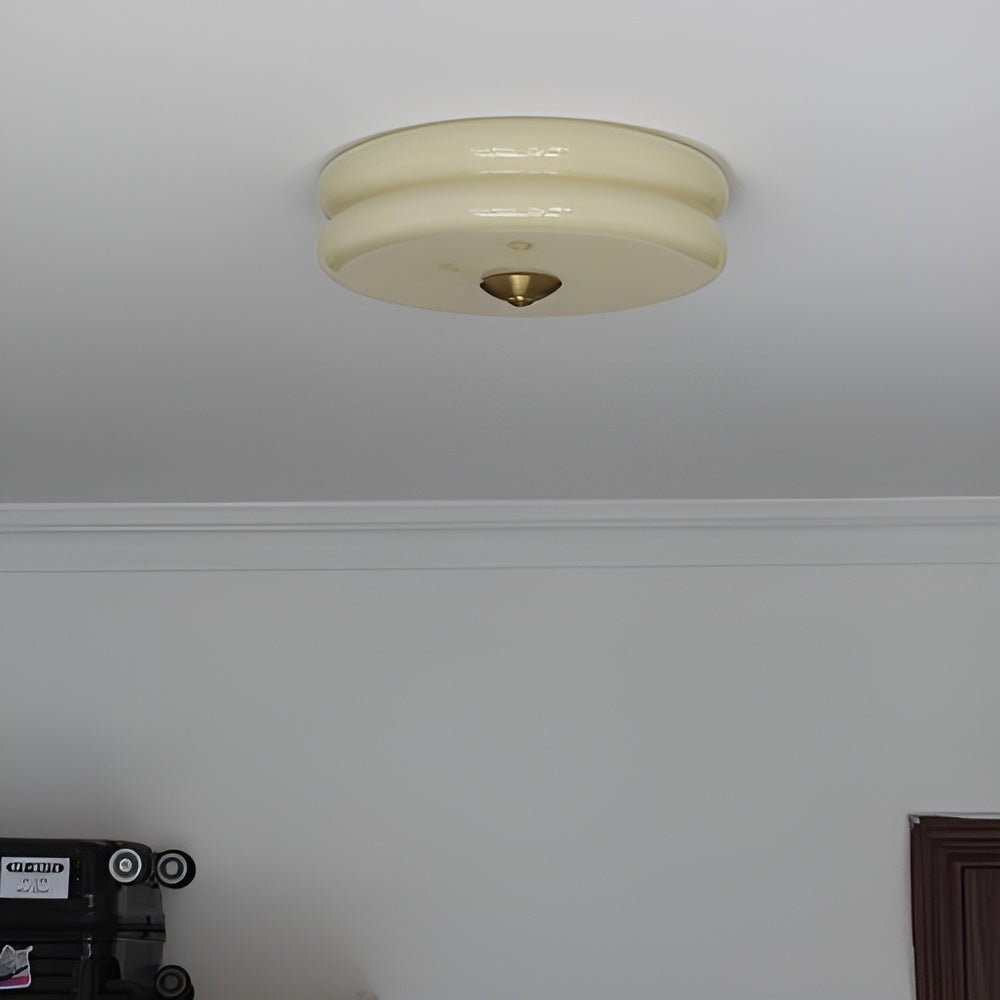 BauhausGleam - Creme Glas Deckenleuchte - Runde LED-Anbauleuchte