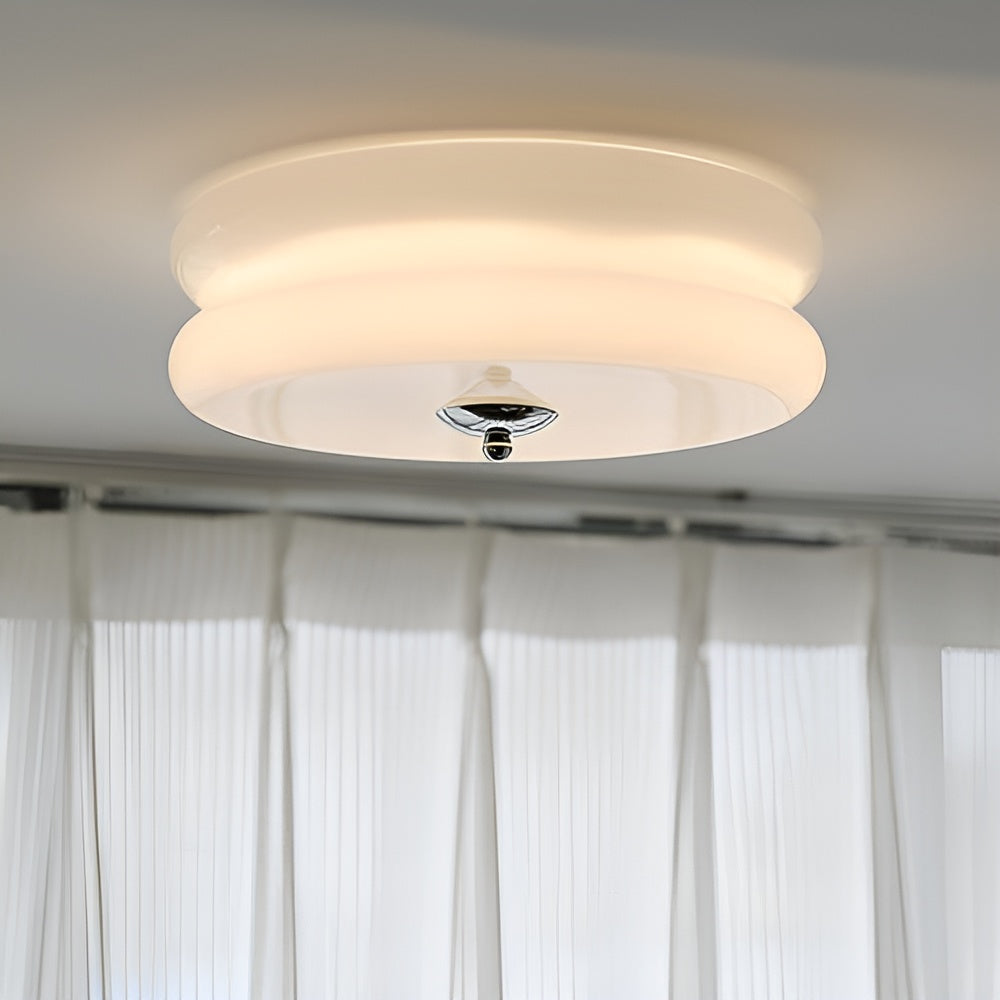 BauhausGleam - Creme Glas Deckenleuchte - Runde LED-Anbauleuchte