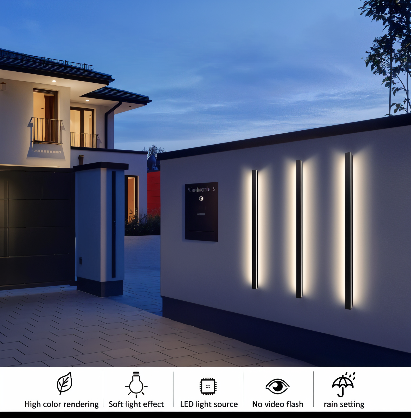 Strip Wandleuchte - Schwarz Weiß Linear Wandlampe - IP65 Wandleuchte Design - Innen Außenwandleuchten LED