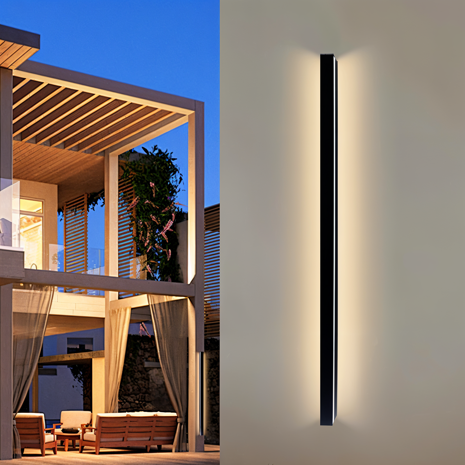 Strip Wandleuchte - Schwarz Weiß Linear Wandlampe - IP65 Wandleuchte Design - Innen Außenwandleuchten LED